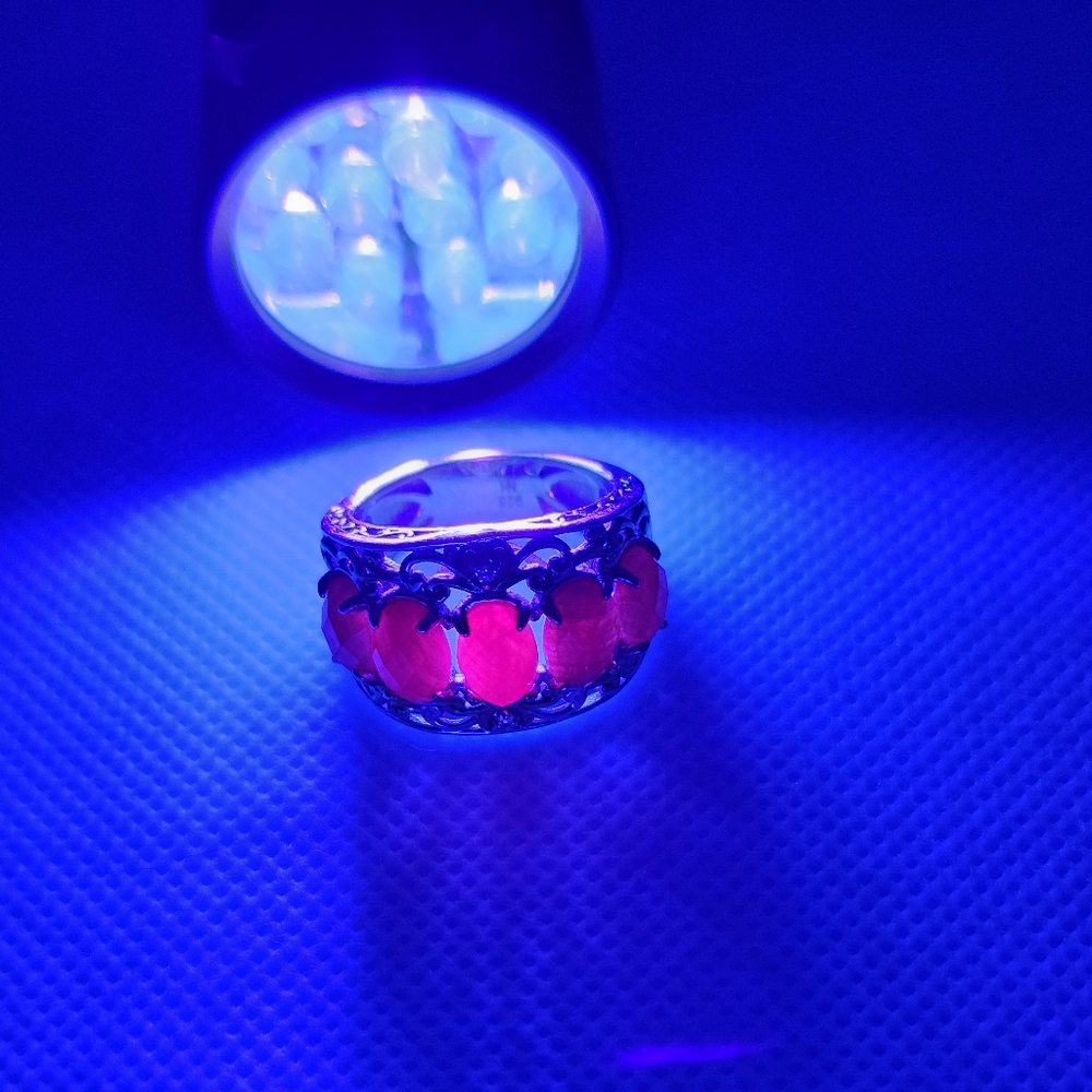 Genuine Rubies & Diamond Ring in Palladium Sterling Silver 18k Sz 6! See 2nd Pic - Picture 3 of 9